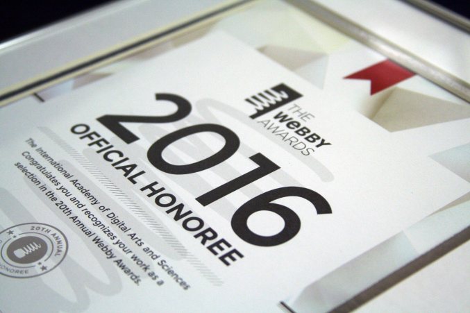 Image of a 2016 Webby Nominee certificate