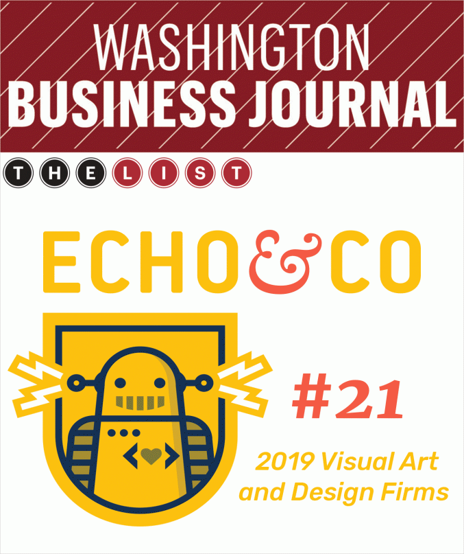 Echo&Co ranked 21 on Washington Business Journal’s 2019 list of top Visual Art and Design Firms, Echo robot
